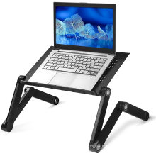 Ergonomic Folding Laptop Table, Adjustable Laptop Stand, Portable Desk for Laptop, Bed Tray Cooling Pad, Black